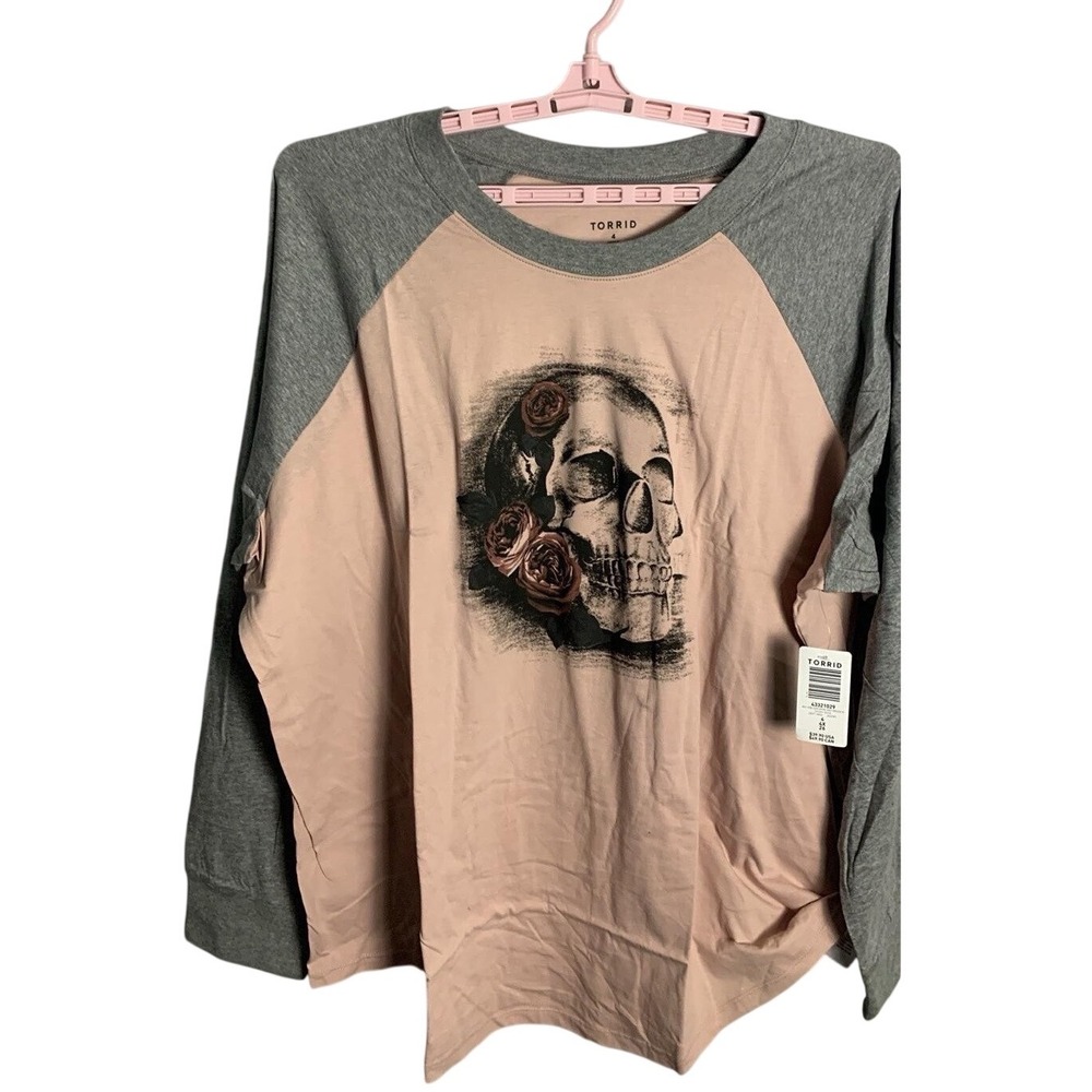 NWT Torrid Skull Floral Classic Fit Crew Heritage Jersey Tee 2X - Picture 6 of 11